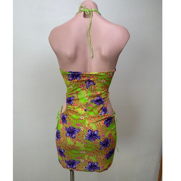 I AM GIA Green Floral Cutout Halter Keyhole Mini Dress Women’s S - Picture 7 of 12